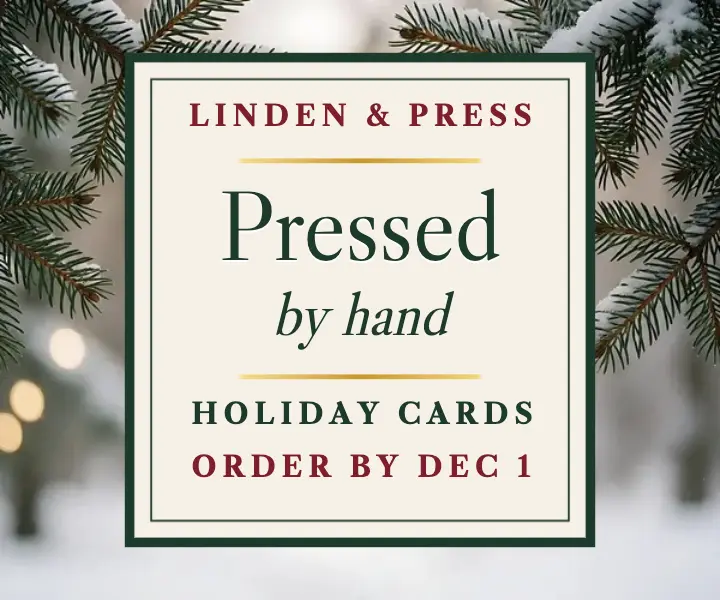 Linden and Press holiday cards ad: holiday cards ad template