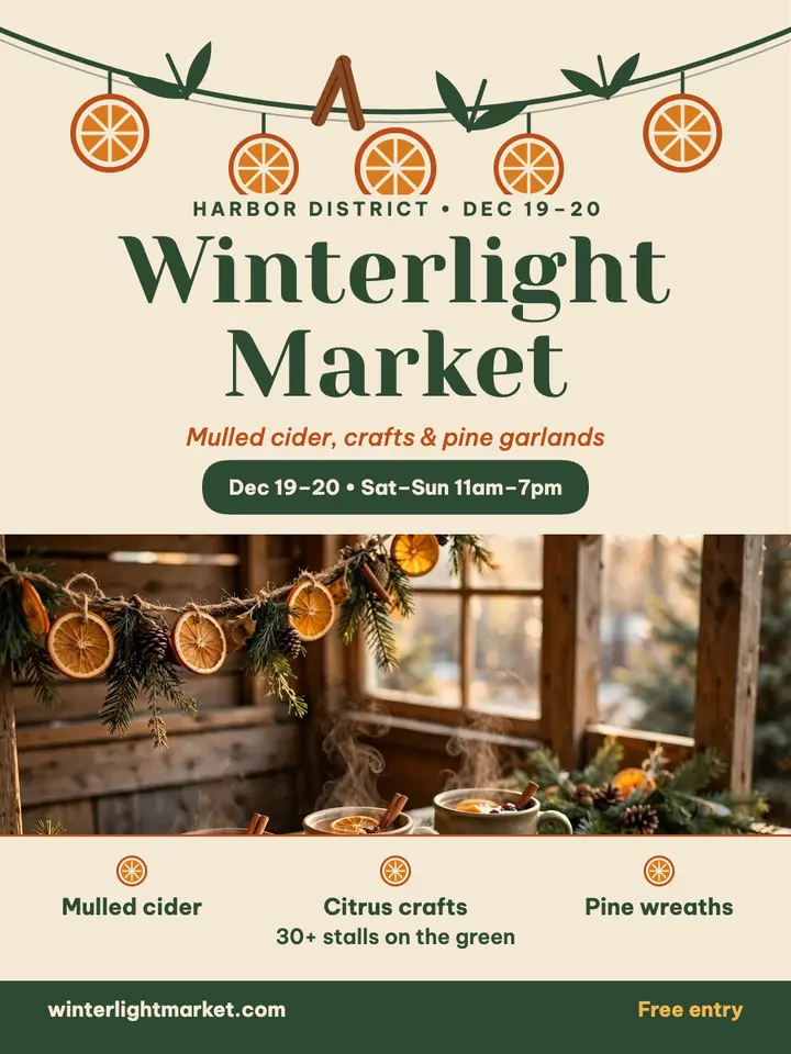 Winterlight holiday cider market post: holiday market post template