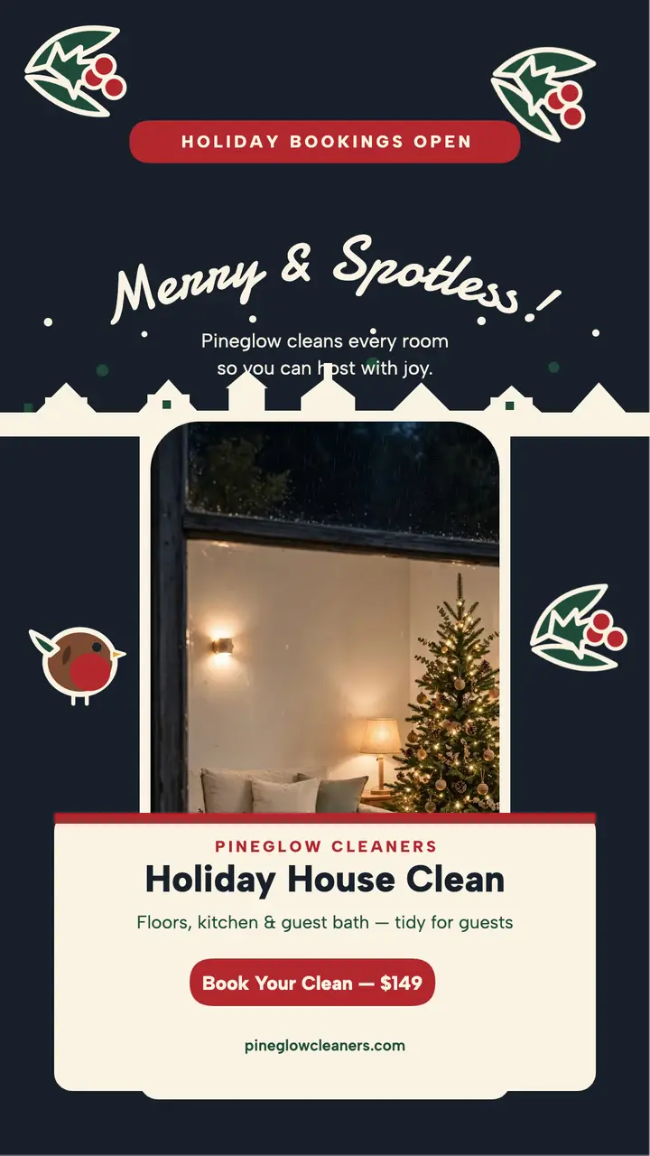 Pineglow holiday cleaning story template