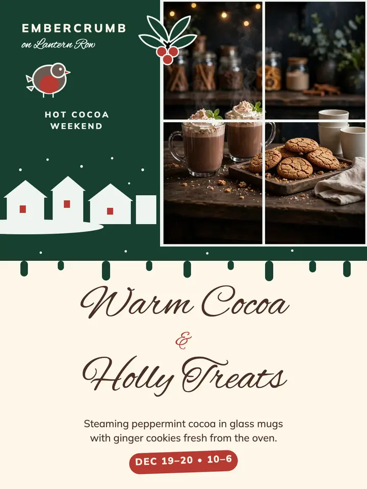 Embercrumb holiday cocoa weekend menu template