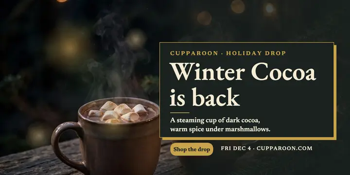 Cupparoon Winter Cocoa launch post template