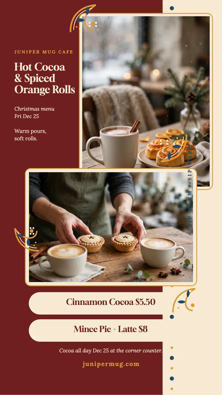 Juniper Mug holiday cocoa story template