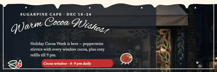 Sugarpine cocoa window holiday header template