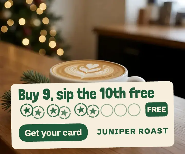 Juniper Roast holiday punch card template