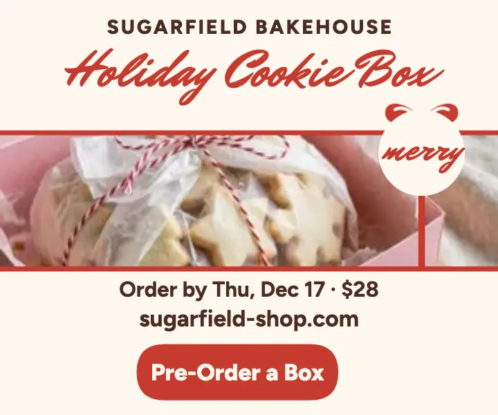 Sugarfield holiday cookie box ad template
