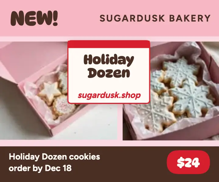 Sugardusk holiday cookie box ad template