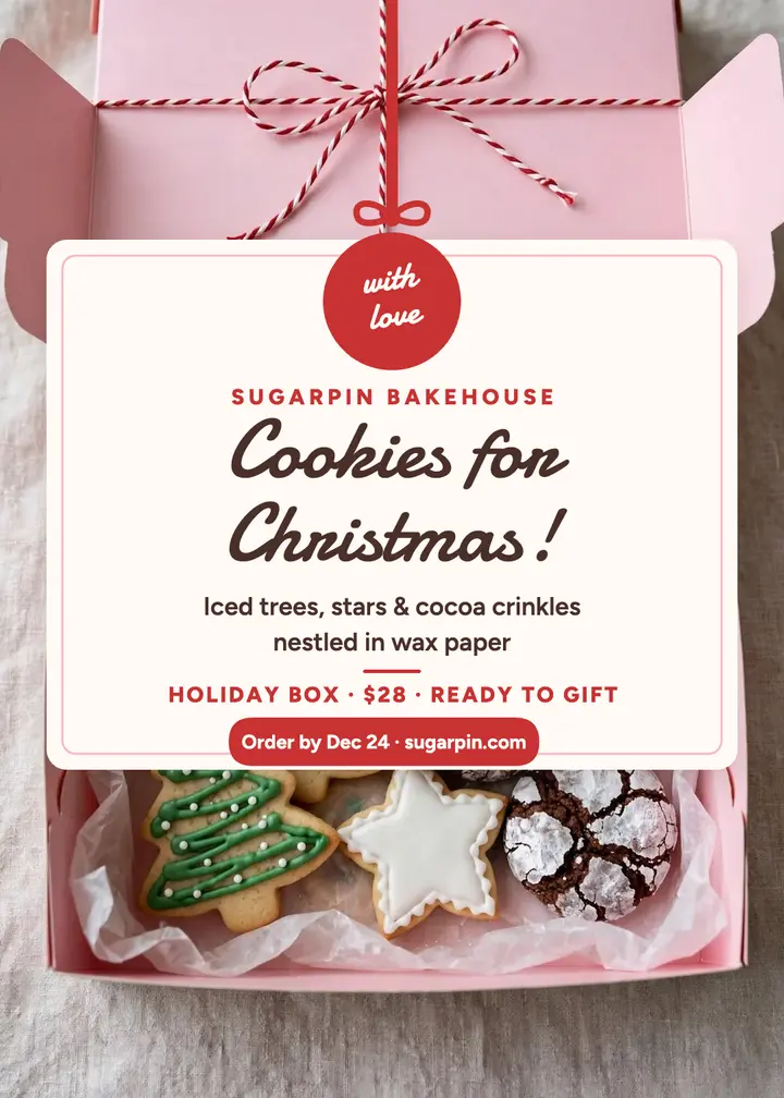 Sugarpin holiday cookie box invite template