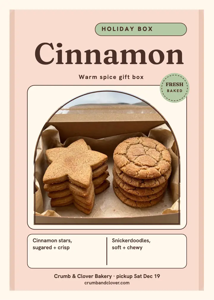 Crumb and Clover holiday cookie box card template
