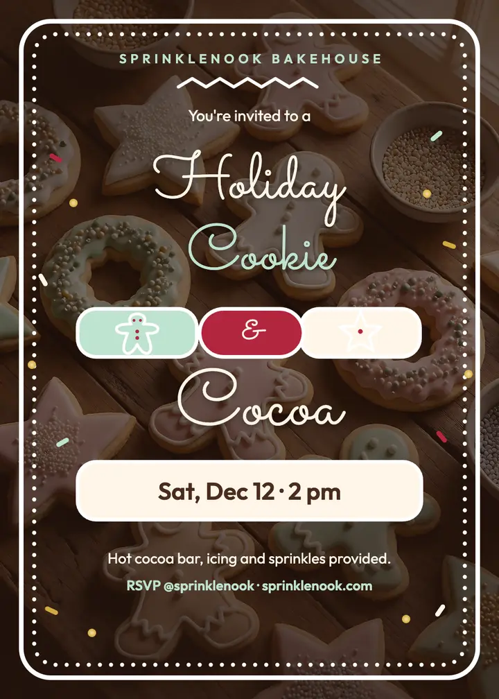 Cookie and cocoa party piped icing invitation template