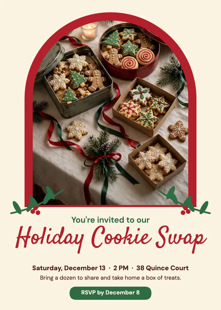 Holiday cookie swap invitation template