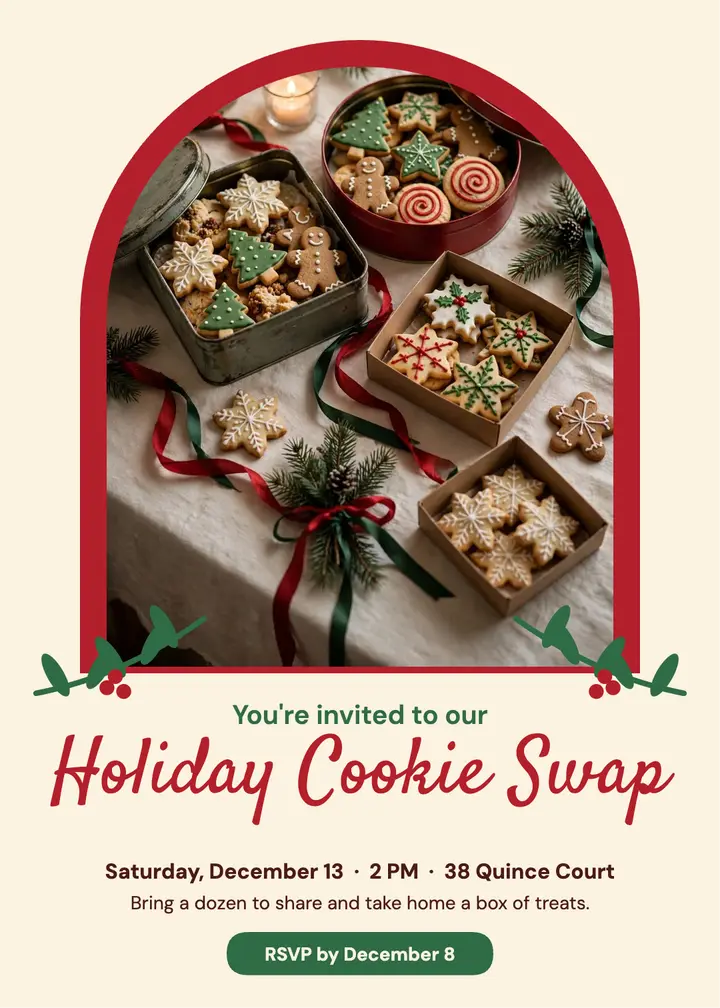 Holiday cookie swap invitation template