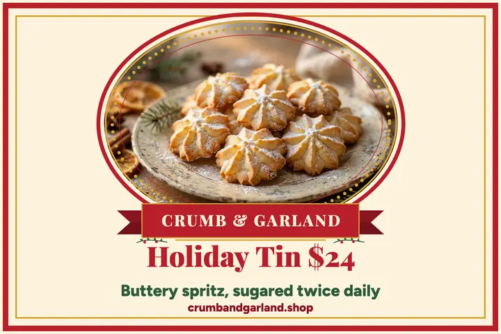 Crumb and Garland holiday cookie tin template