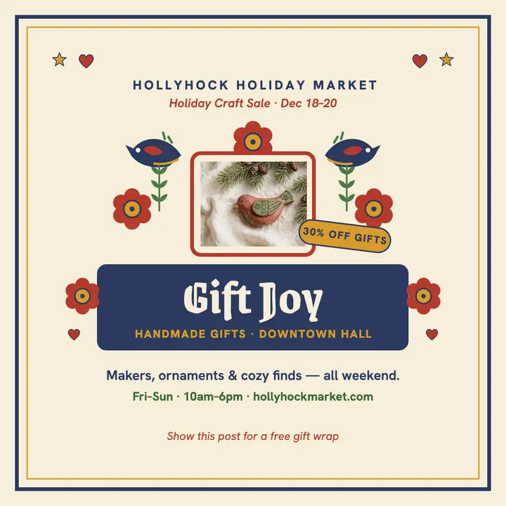Hollyhock Holiday Market folk sale post template