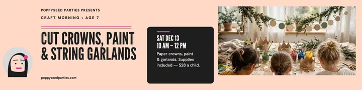 Holiday craft party banner, crowns and garlands: holiday craft party banner template