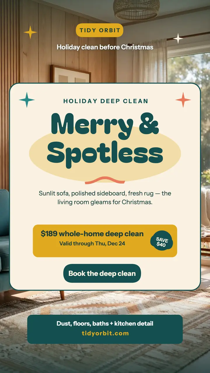 Tidy Orbit holiday deep clean story template