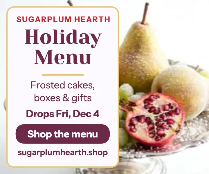 Sugarplum Hearth holiday menu ad template