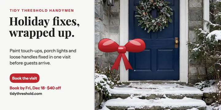 Tidy Threshold holiday door bow post: holiday handyman post template