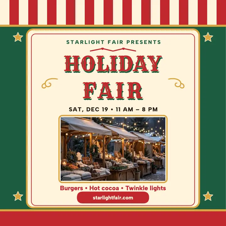 Starlight Fair holiday market invite: holiday fair invite template
