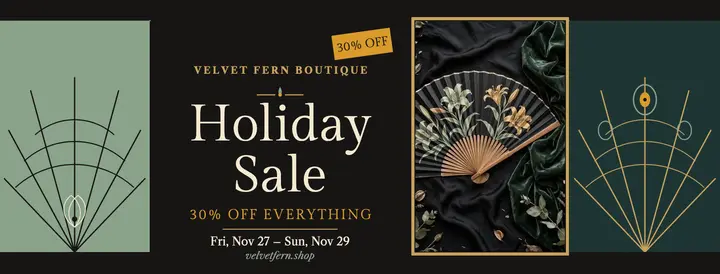 Velvet Fern holiday fan sale cover template