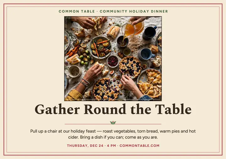 Common Table holiday feast certificate template