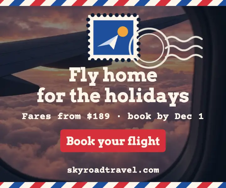 Skyroad Travel fly home for the holidays ad template