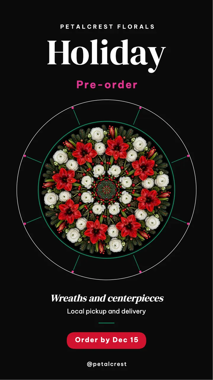 Holiday florist pre-order story, kaleidoscope template