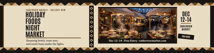 Emberrow holiday foods night market banner template