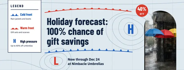 Holiday forecast umbrella sale Facebook cover template