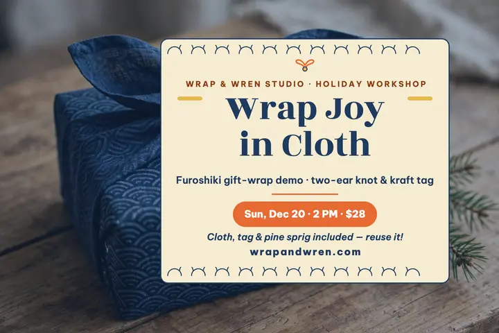 Holiday furoshiki wrap workshop postcard template
