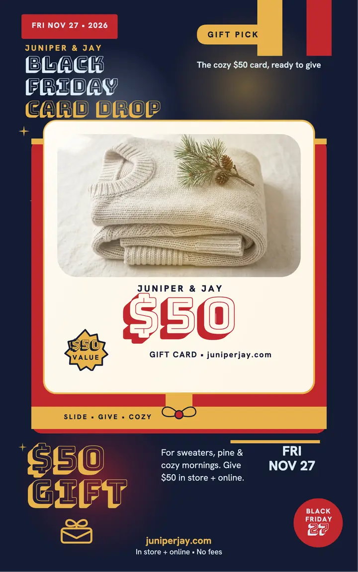 Juniper and Jay holiday gift card cover template