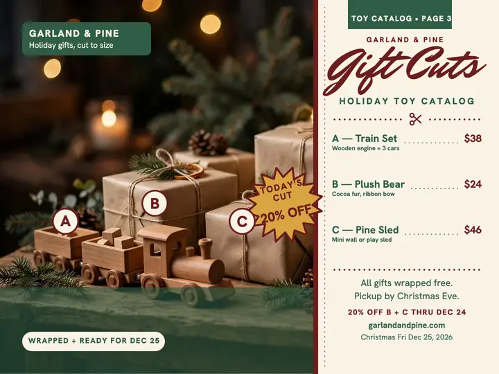 Garland and Pine holiday gift cut slide template