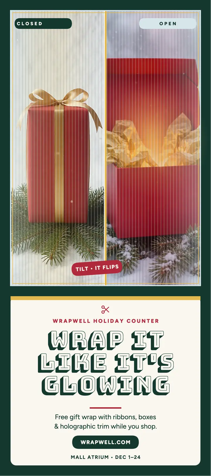 Wrapwell holiday gift wrap flip card template