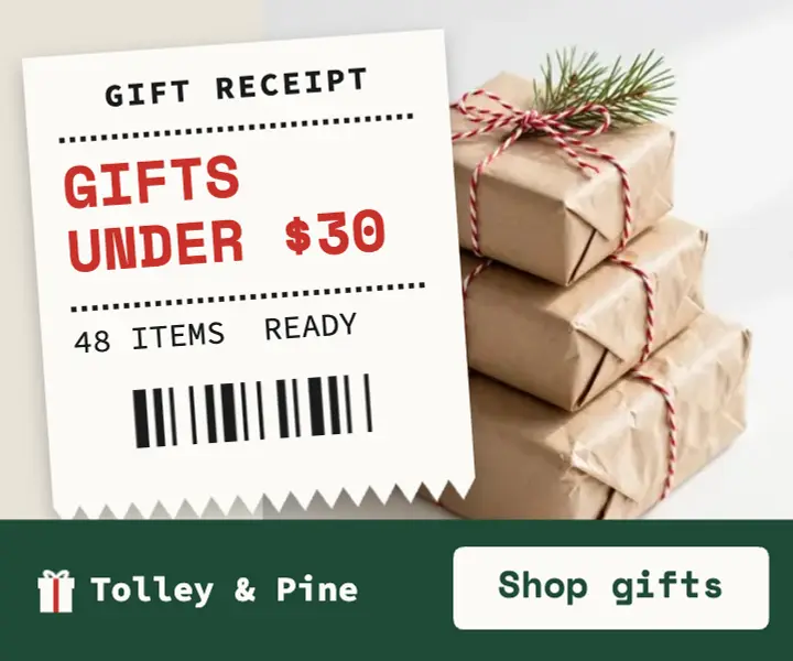 Gifts under $30 receipt ad template