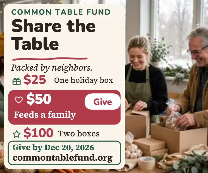 Common Table holiday giving tiers ad template