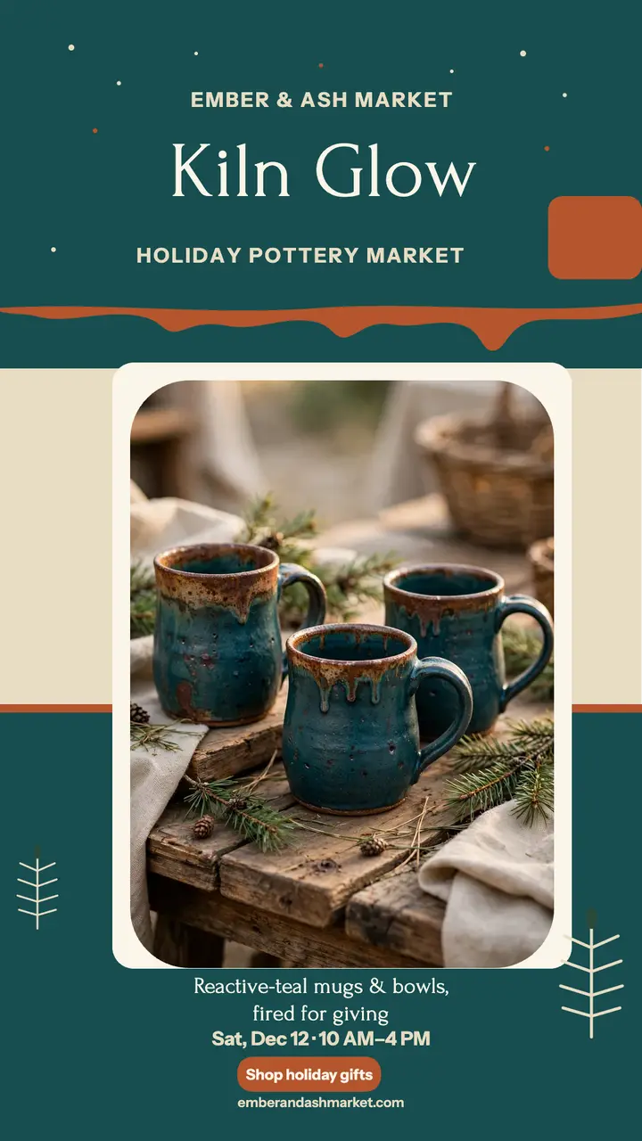 Ember and Ash holiday pottery market story template
