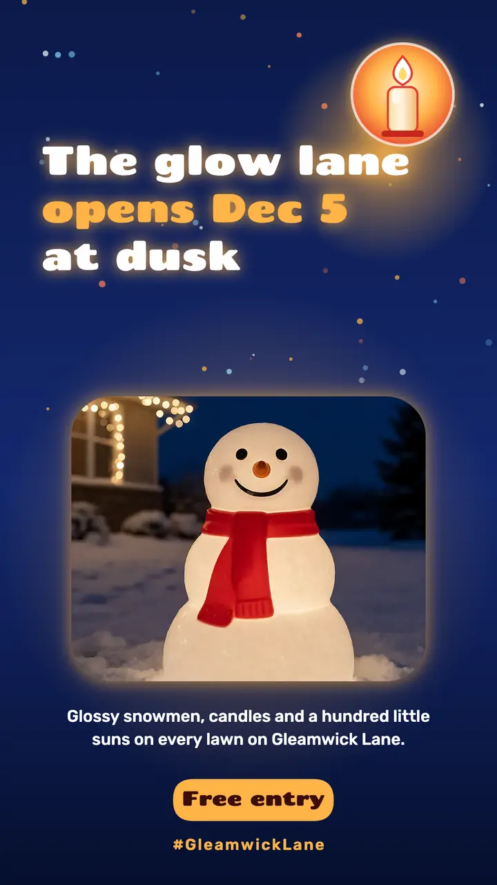 Holiday glow lane light trail story template