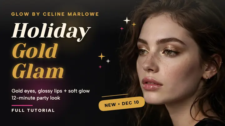 Holiday gold glam thumbnail from Glow by Celine Marlowe template
