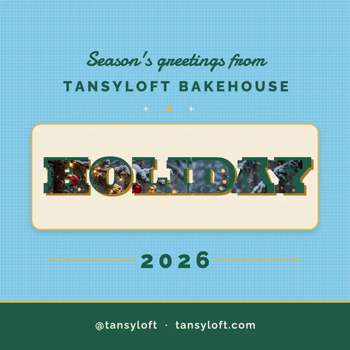 Tansyloft Bakehouse holiday greetings photo-letter post template