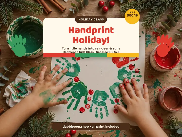 Dabblepop holiday handprint class slide: holiday handprint class template