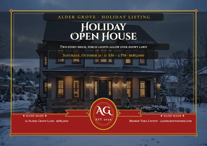 Alder Grove holiday open house crest certificate template