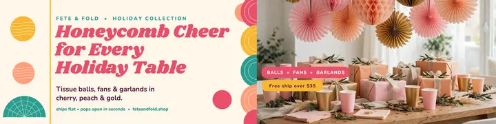 Fete and Fold holiday honeycomb banner template