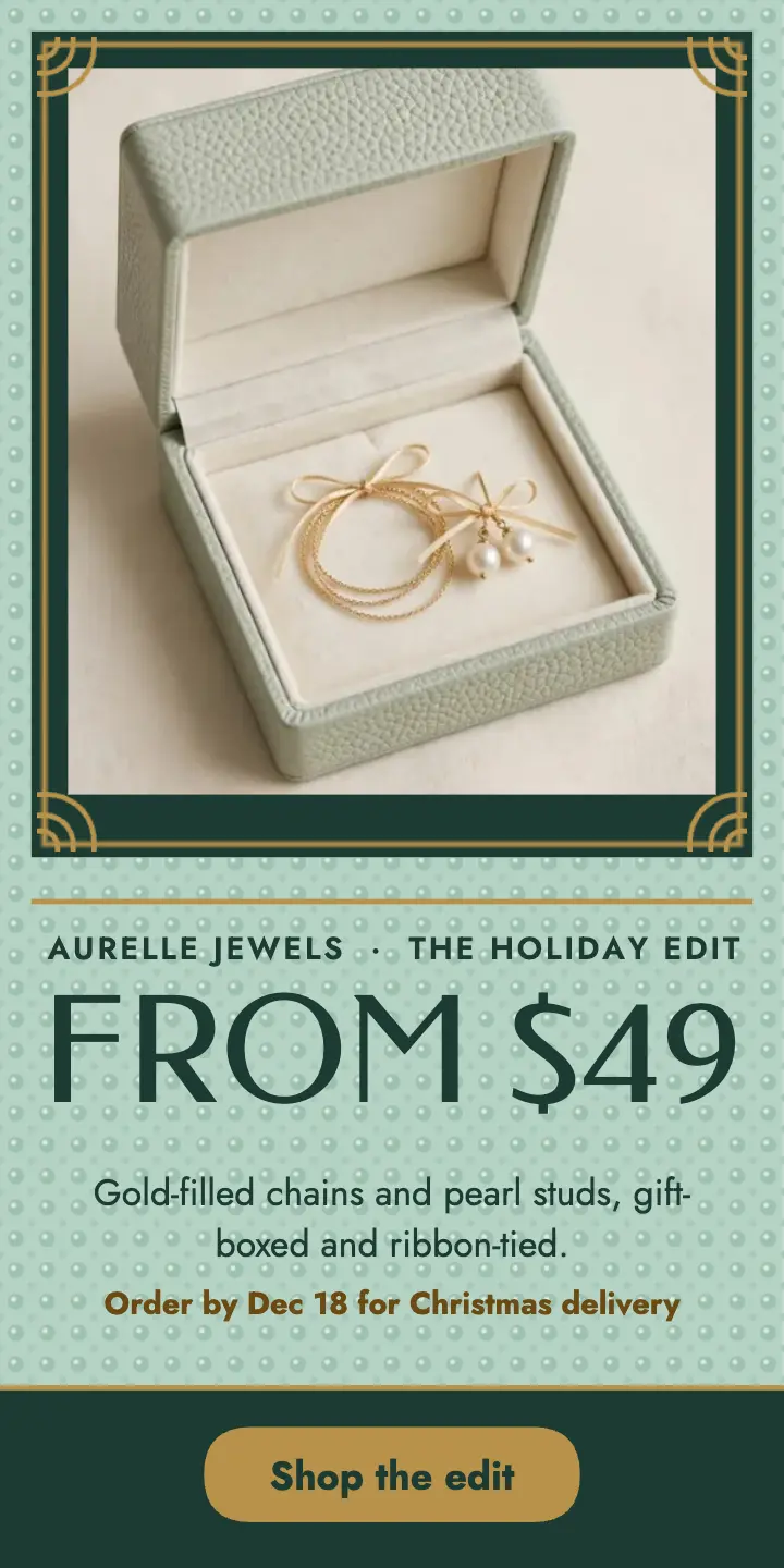 Aurelle Jewels holiday gift box half-page ad template