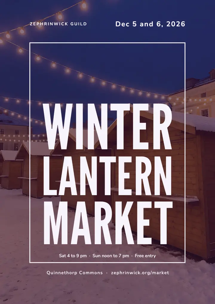 Winter lantern market flyer, flush block type template