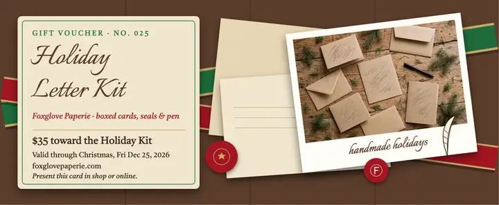 Foxglove holiday letter kit voucher template