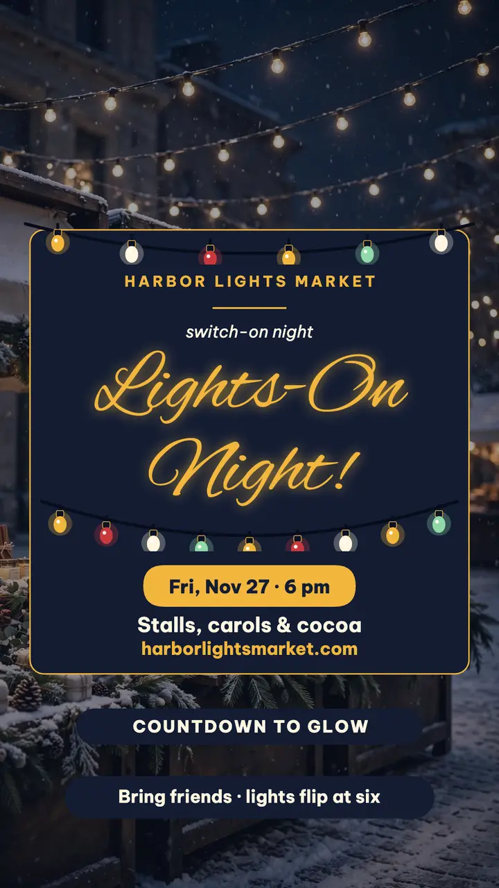 Harbor Lights Market switch-on night story template