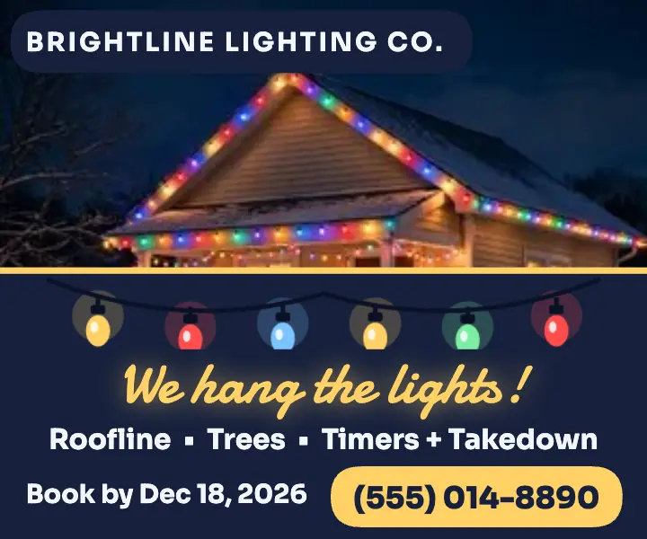 Brightline holiday lights install ad template
