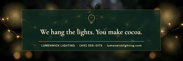 Lumenwick Lighting holiday light installation header: holiday lights installation header template