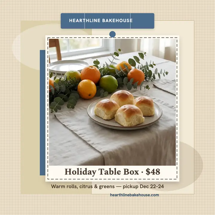 Hearthline holiday table box linen post template