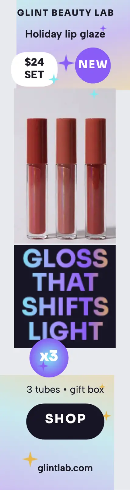 Glint holiday lip glaze skyscraper ad template