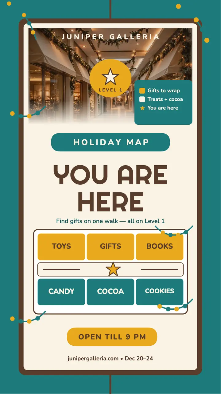 Juniper Galleria holiday directory story template